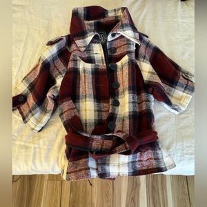 Plaid half sleeve jacket